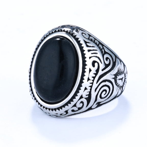 Z.LP Oval Black Turquoise Gem Ring,  Size: 11