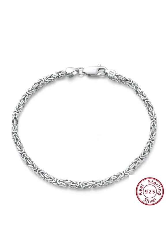 Italian 925 Sterling Silver Byzantine Bracelet for Women, Handmade in Italy (Length 7.5 Inches)