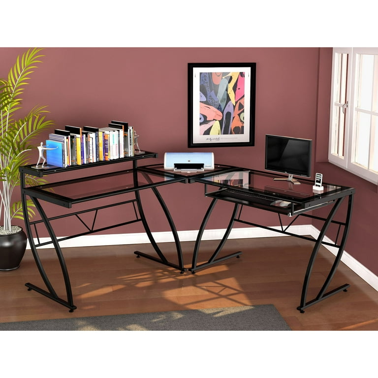 Glass l shaped desk walmart discount