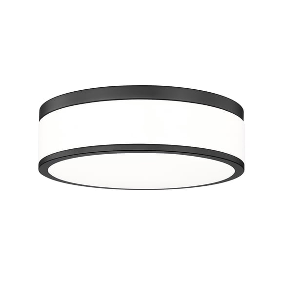 Z-Lite 1012F12-MB-LED Ballord 12" Wide Flush Mount Drum Ceiling Fixture - Black