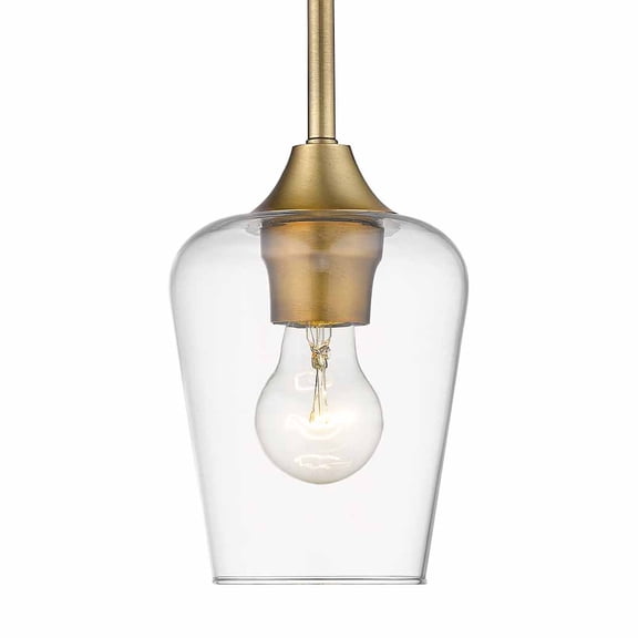 Z-Lite Joliet 6" Round Clear Glass Steel Mini Pendant in Olde Brass