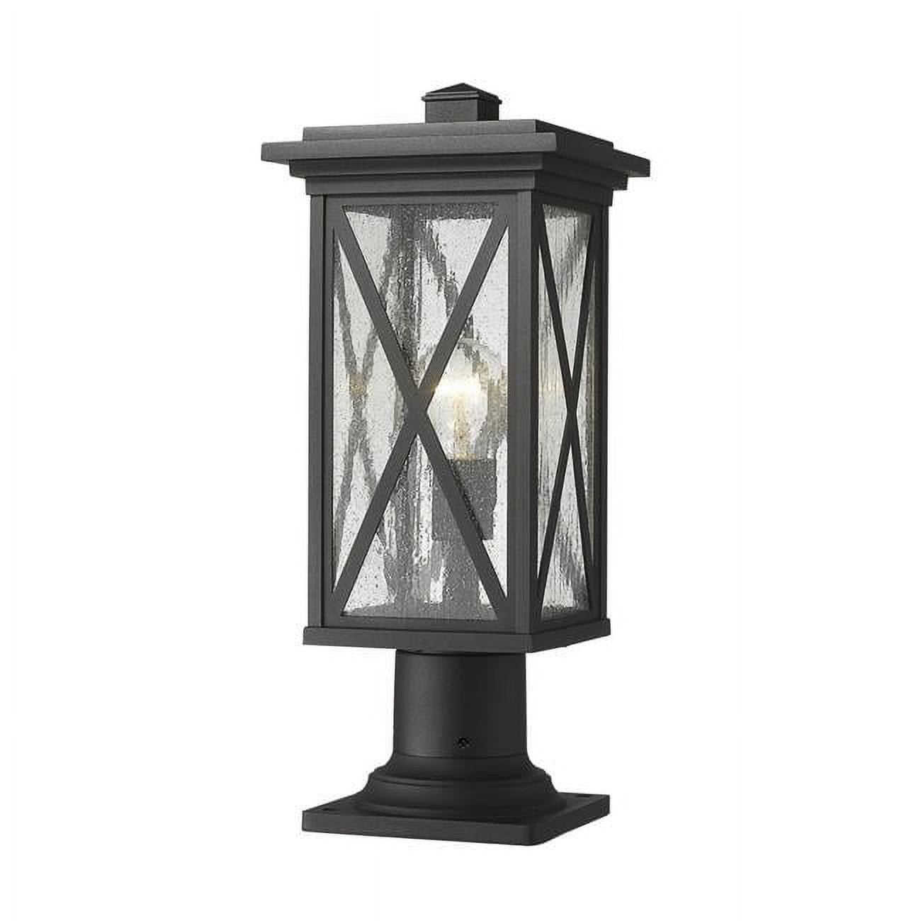 Brookside Black Aluminum and Glass Outdoor Lantern