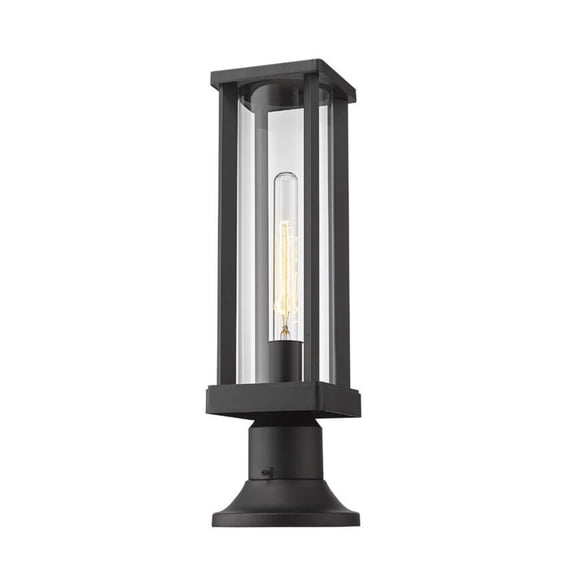 Z-Lite Glenwood 16" Clear Glass Aluminum Outdoor Mounted Lamp Pier in Black