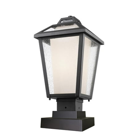 Z-Lite Jordan 22" Seedy Glass Aluminum Outdoor Mounted Lamp Pier in Bronze