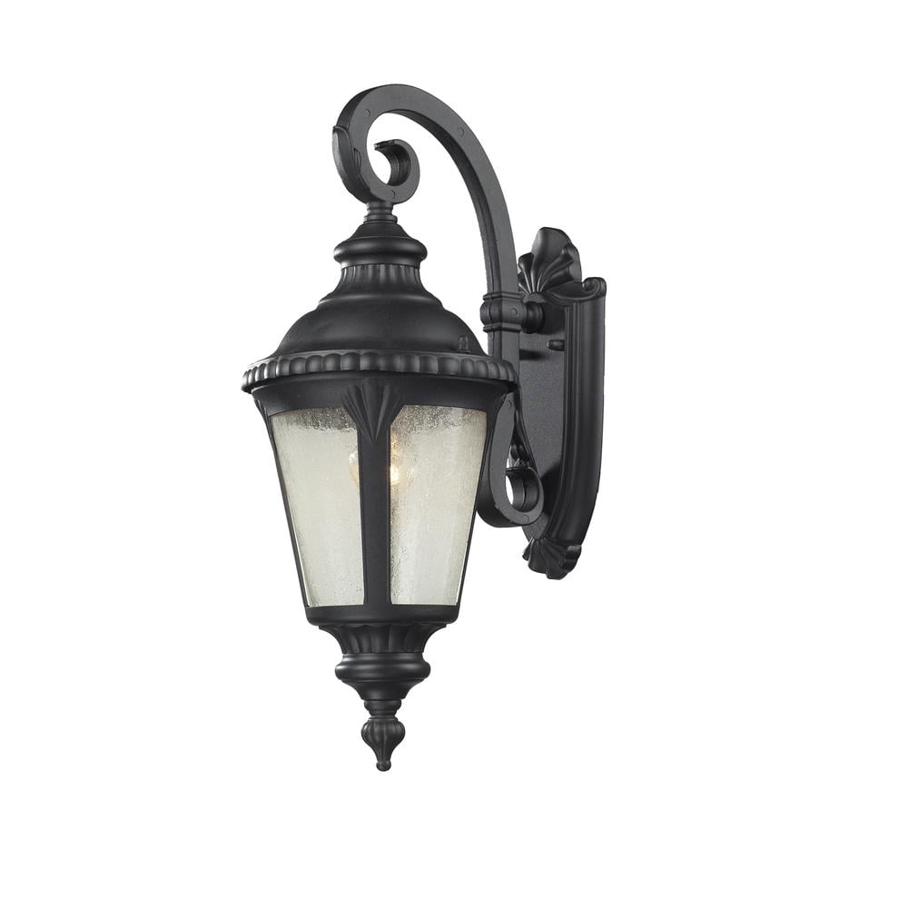 Talbot Black Metal and Glass Outdoor Post Light