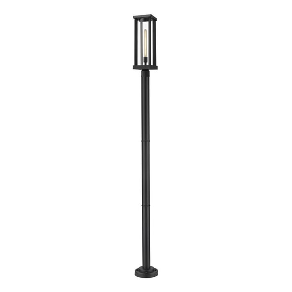 Z-Lite Glenwood 94" Clear Glass Aluminum Outdoor Lamp Post in Black