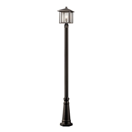 Z-Lite Aspen Outdoor Post Lantern in Clear and Oil Rubbed Bronze