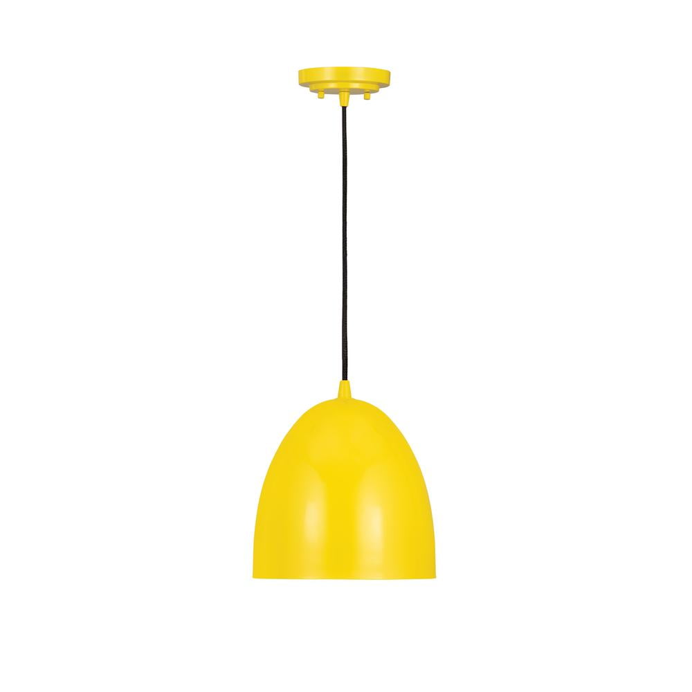 Farmhouse Chic Yellow Dome LED Pendant Light, Indoor/Outdoor
