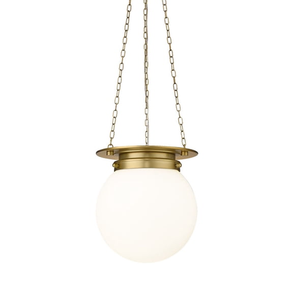 7505P9-HBR-Z-Lite-Calhoun - 1 Light Pendant In Traditional Style-10.75 Inches Tall and 9 Inches Wide-Heritage Brass Finish-White Opal Glass Color