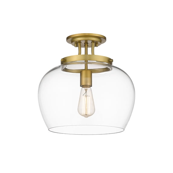 473SF13-OBR-Z-Lite-Joliet - 1 Light Semi-Flush Mount In Modern Style-12.5 Inches Tall-Olde Brass Finish
