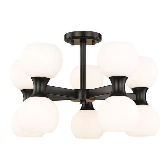 494-10SF-MB-Z-Lite-Artemis - 10 Light Semi-Flush Mount In Mid-Century Modern Style-13.75 Inches Tall and 21 Inches Wide-Matte Black Finish