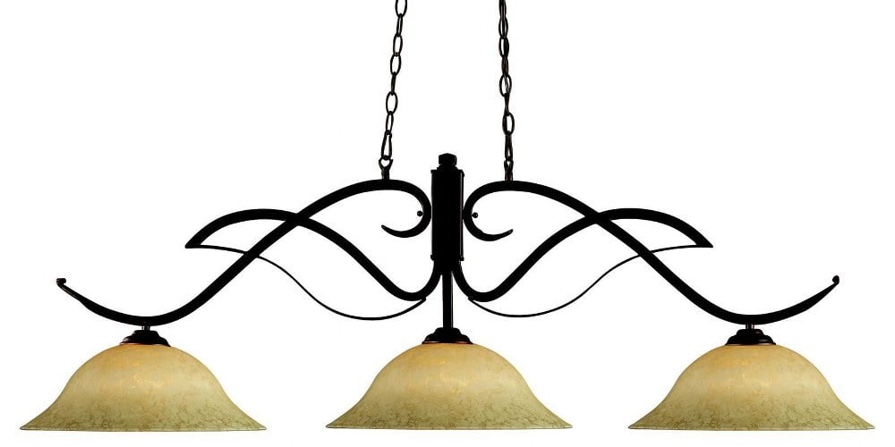 Phoenix Bronze 54" Billiard Light with Golden Mottle Glass Shades