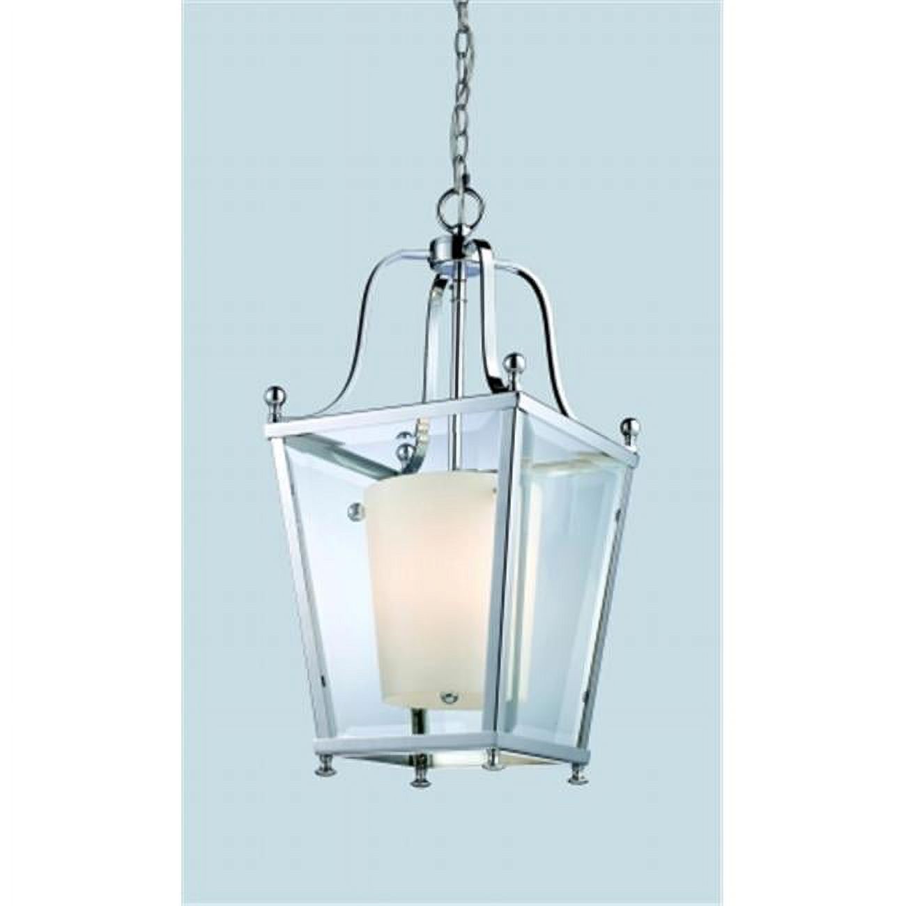 23" Chrome and Glass 3-Light Pendant with Matte Opal Shade