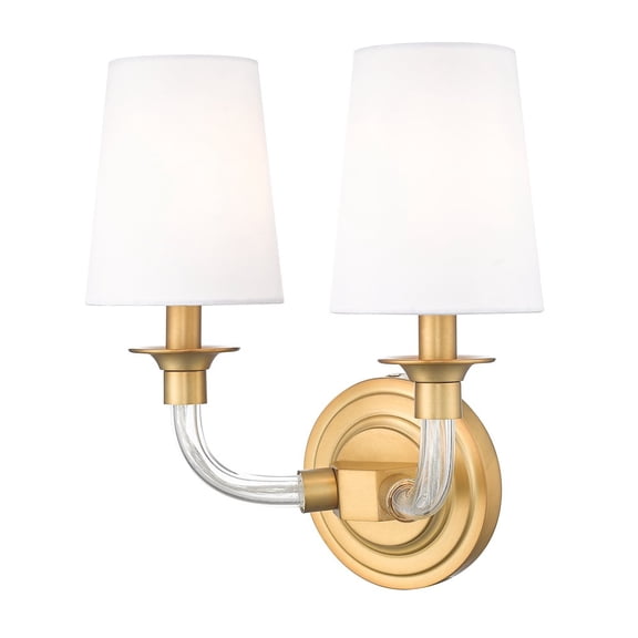 Z-Lite Katerina 2 Light Wall Sconce in Rubbed Brass Frame Finish