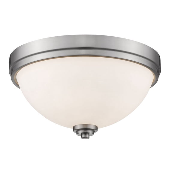 Z-Lite Ashton 2 Light Flush Mount in Matte Opal and Brushed Nickel