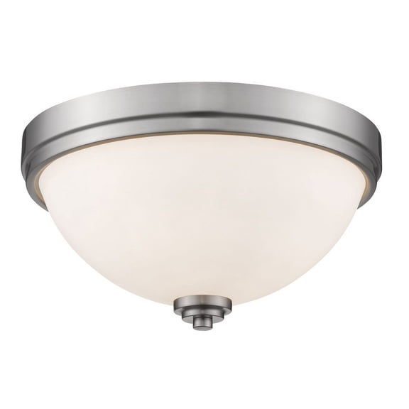 Z-Lite Ashton 2 Light Flush Mount in Matte Opal and Brushed Nickel