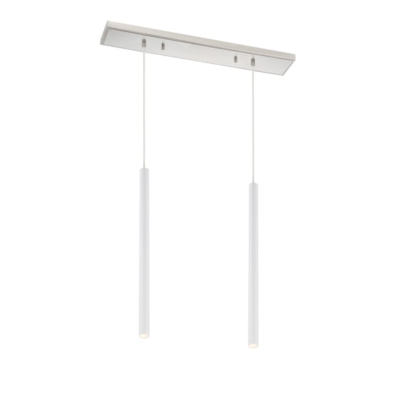 Z-Lite Forest 2 Light Steel LED Island Pendant in Matte White and Brushed Nickel