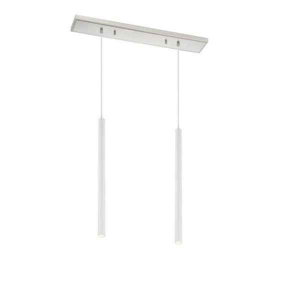 Z-Lite Forest 2 Light Steel LED Island Pendant in Matte White and Brushed Nickel