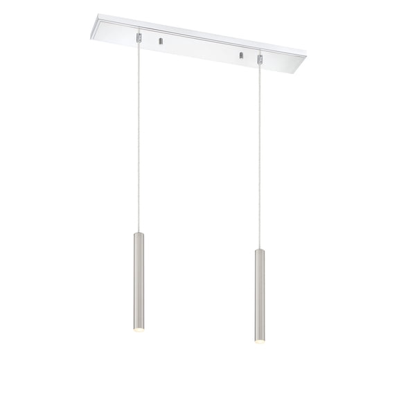 Z-Lite Forest 2 Light Steel LED Island Pendant in Brushed Nickel and Chrome