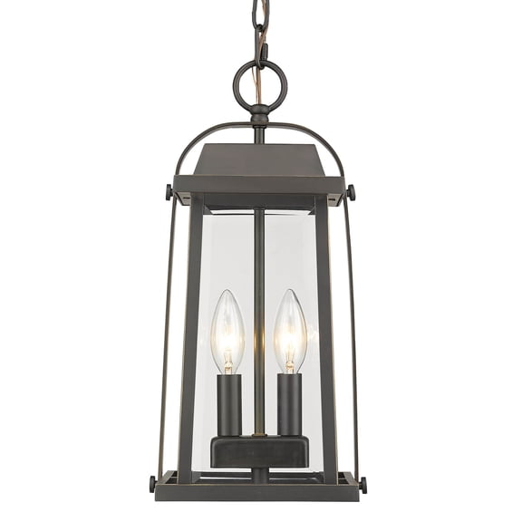 Z-Lite Millworks 2 Light Clear Glass Aluminum Outdoor Pendant in Bronze