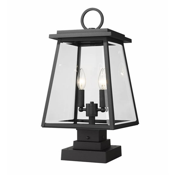 521PHMS-SQPM-BK-Z-Lite-Broughton - 2 Light Outdoor Pier Mount Light In Craftsman Style-21 Inches Tall and 10.25 Inches Wide