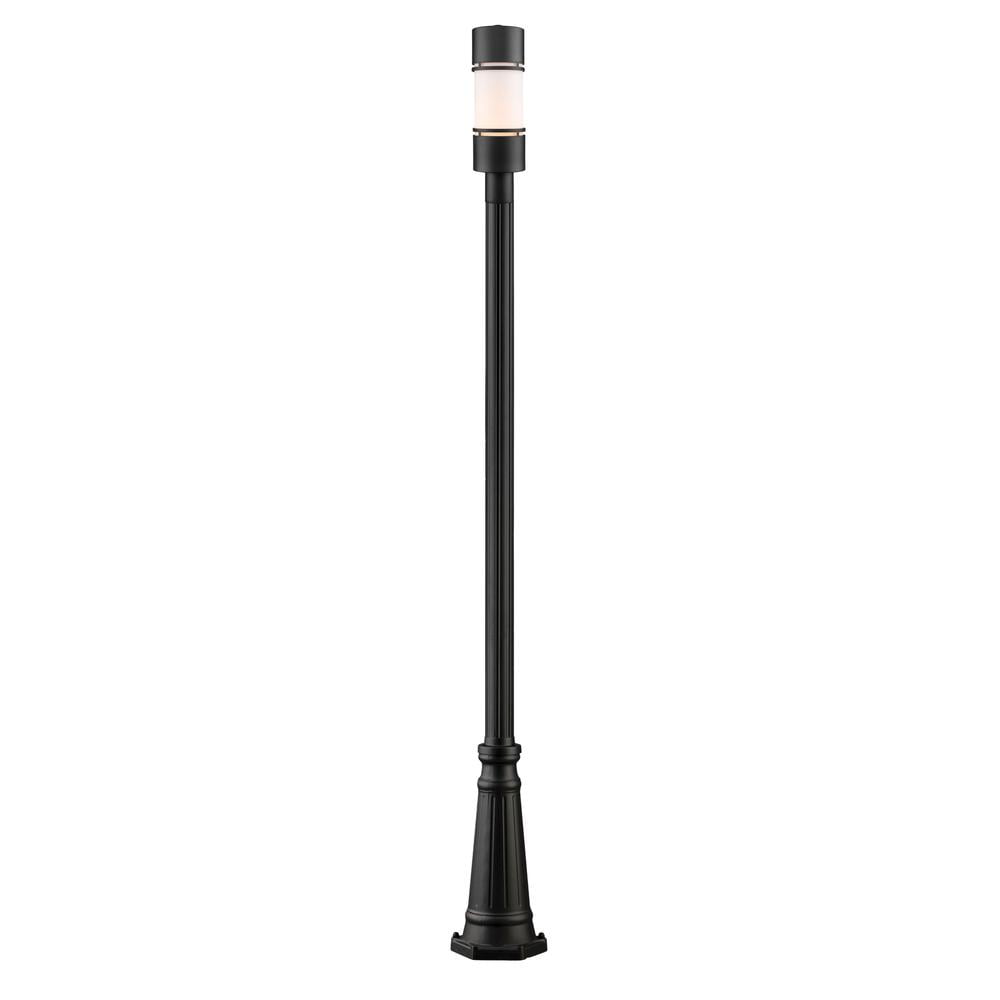 Z-Lite Beacon 2 Light 20" Glass Aluminum Outdoor Lamp Post Fixture in Black