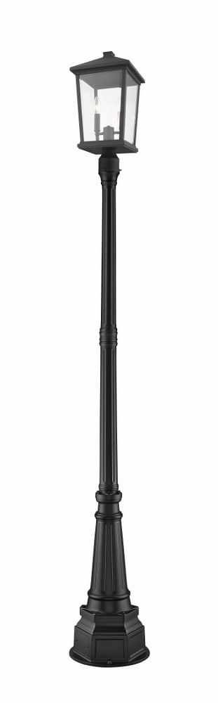 Beacon 2 Light Outdoor Post Mounted Fixture Clear Beveled