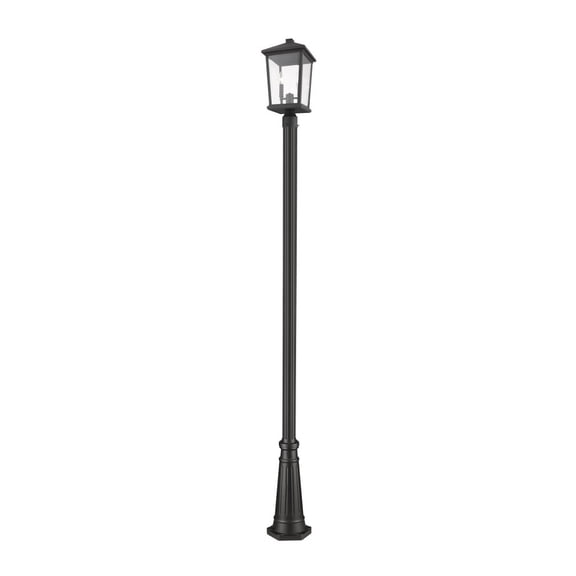 Z-Lite Beacon 2 Light 103" Clear Glass Aluminum Outdoor Lamp Post in Black