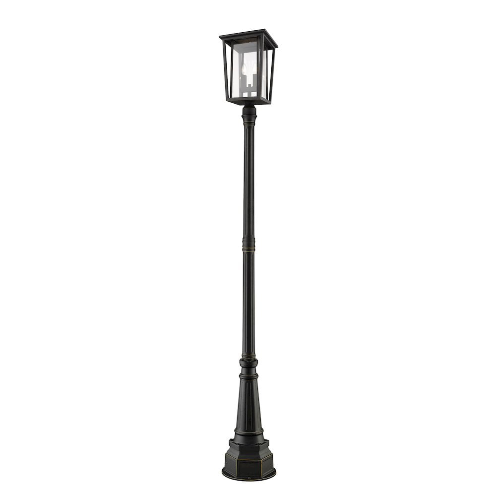 Z-Lite Seoul 2 Light 102" Glass Aluminum Outdoor Lamp Post in Bronze