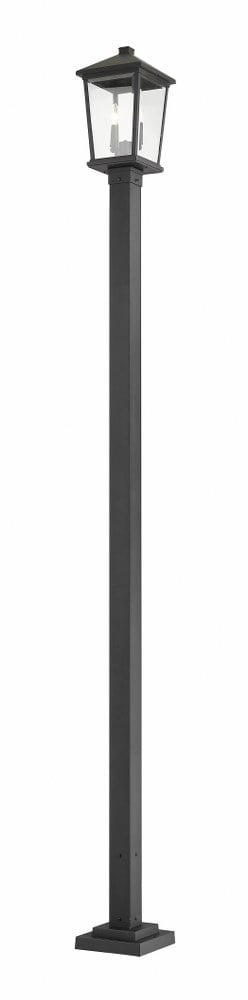 Beacon 2 Light Outdoor Post Mounted Fixture Clear Beveled