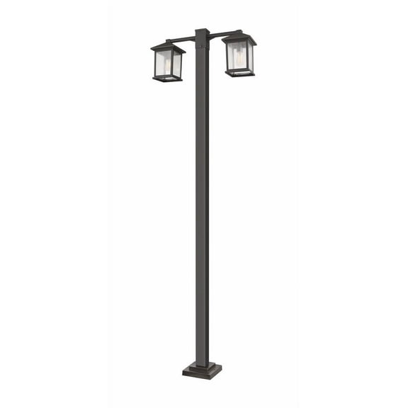 Z-Lite Portland 2 Light Seedy Glass Aluminum Outdoor Lamp Post in Bronze