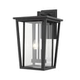 thumbnail image 1 of Z-Lite Seoul 2 Light 19" Clear Glass Aluminum Outdoor Wall Sconce in Black, 1 of 7