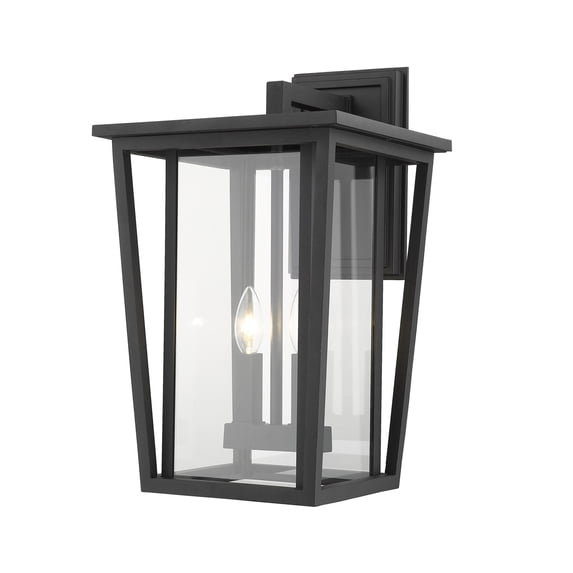 Z-Lite Seoul 2 Light 19" Clear Glass Aluminum Outdoor Wall Sconce in Black