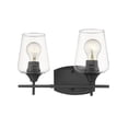 thumbnail image 1 of Z-Lite Joliet 2 Light Clear Glass Steel Vanity Light in Matte Black, 1 of 3