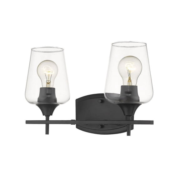 Z-Lite Joliet 2 Light Clear Glass Steel Vanity Light in Matte Black