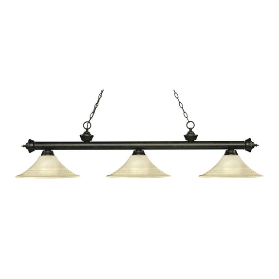 Z-Lite 200-3-FGM16 Riviera 3 Light Island/Billiard Chandelier with Fluted Golden Mottle Glass Shade