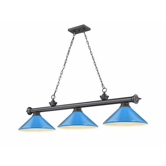 Z Lite 2306-3BP-MEB 3 x 60W Cordon Medium Dimmable Billiard Light, Electric Blue