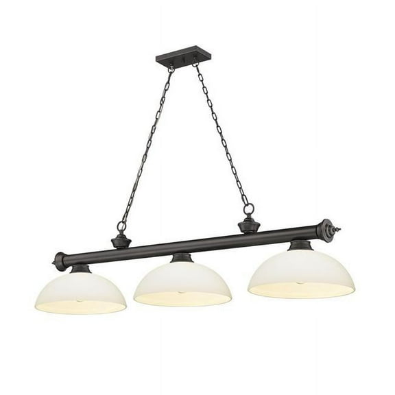 Z Lite 2306-3BRZ-DMO14 3 x 60W Cordon Medium Dimmable Billiard Light, Matte Opal