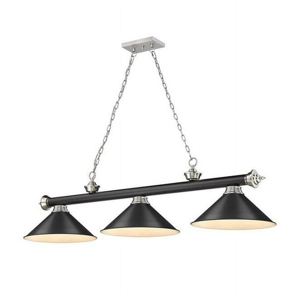 Z Lite 2306-3MB-BN-MB15 3 x 60W Cordon Medium Dimmable Billiard Light, Matte Black