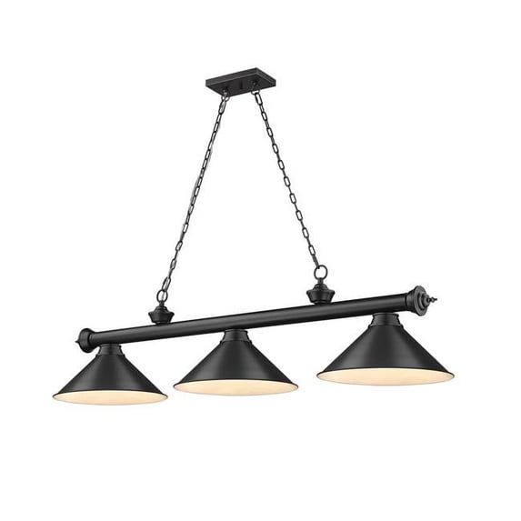 Z Lite 2306-3MB-MB15 3 x 60W Cordon Medium Dimmable Billiard Light, Matte Black