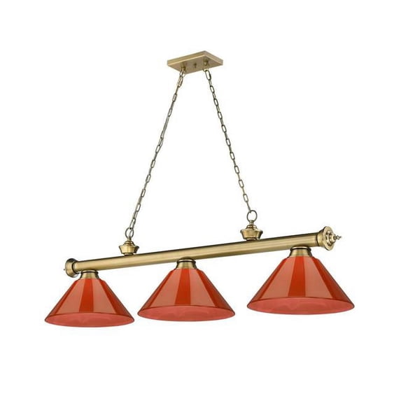 Z Lite 2306-3RB-ARBG 3 x 60W Cordon Medium Dimmable Billiard Light, Burgundy