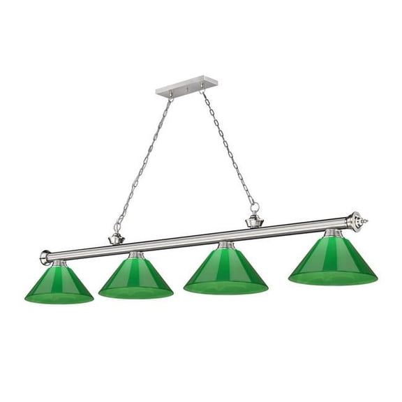 Z Lite 2306-4BN-PGR 4 x 60W Cordon Medium Dimmable Billiard Light, Green