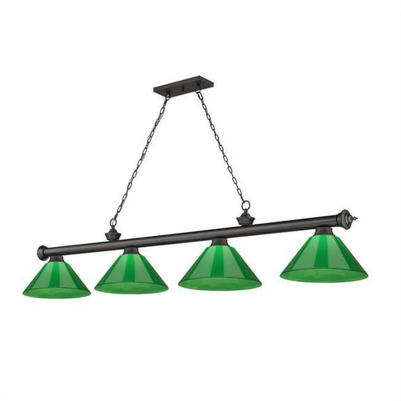 Z Lite 2306-4BRZ-PGR 4 x 60W Cordon Medium Dimmable Billiard Light, Green
