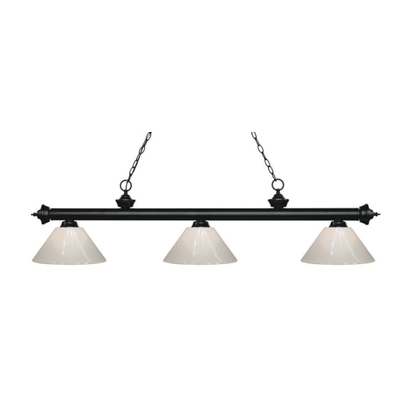 3 Light Island/Billiard In Billiard Style 14.25 Inches Wide By 14.25 Inches High-Matte Black Finish-White Shade Color Z-Lite 200-3Mb-Pwh
