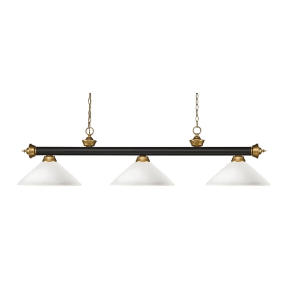 Z-Lite Riviera 3 Light Billiard Light in Bronze and Matte Opal