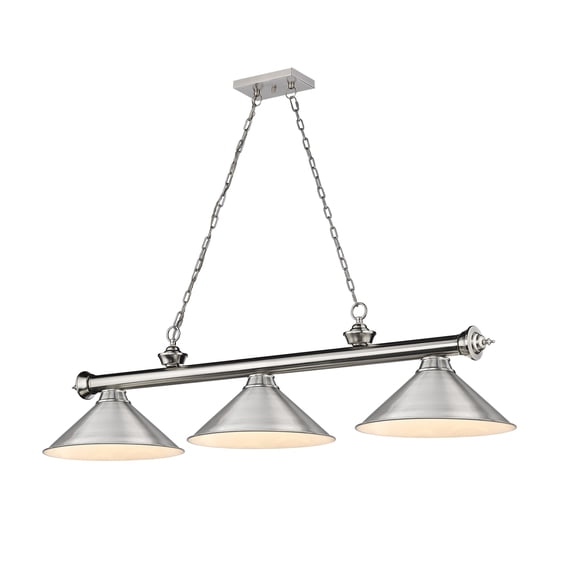 2306-3BN-BN15-Z-Lite-Cordon - 3 Light Billiard In Traditional and Classical Style-14 Inches Tall and 14 Inches Wide