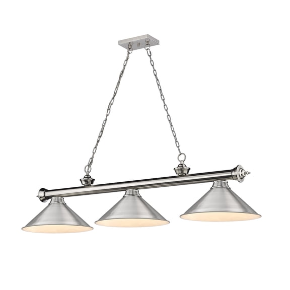 2306-3BN-BN15-Z-Lite-Cordon - 3 Light Billiard In Traditional and Classical Style-14 Inches Tall and 14 Inches Wide