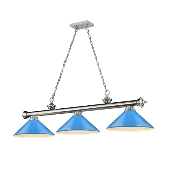 2306-3BN-MEB-Z-Lite-Cordon - 3 Light Billiard In Traditional and Classical Style-14 Inches Tall and 14 Inches Wide