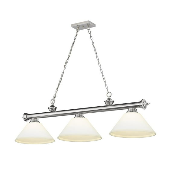 Z-Lite Cordon 3 Light Billiard, Steel Frame, Matte Opal Shade Color