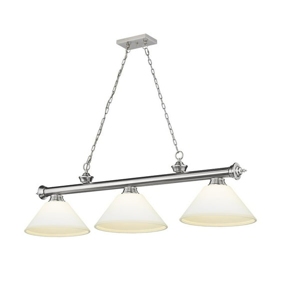 Z-Lite Cordon 3 Light Billiard, Steel Frame, Matte Opal Shade Color